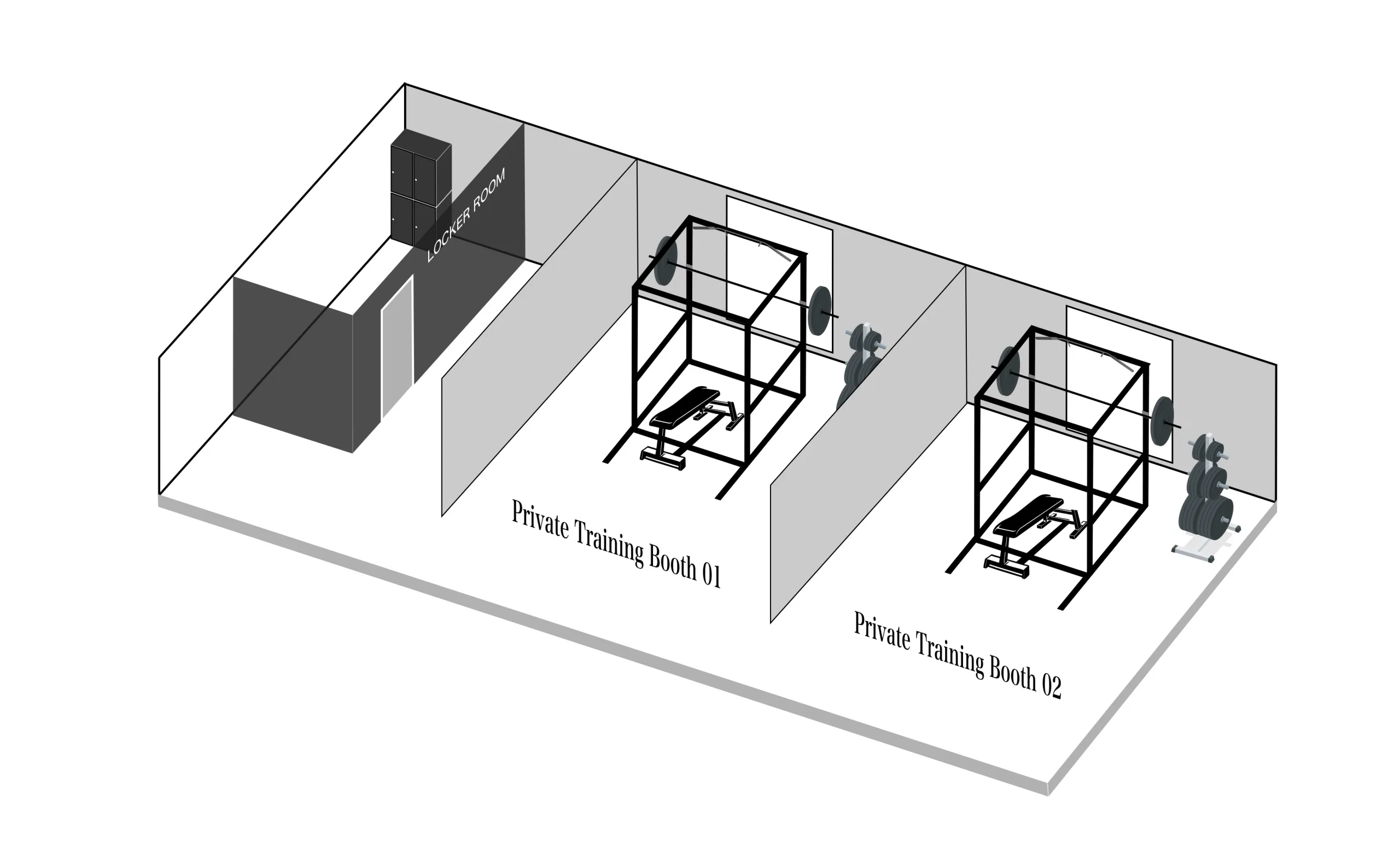 LYRIM表参道・外苑前店のトレーニングブースの内装イラスト