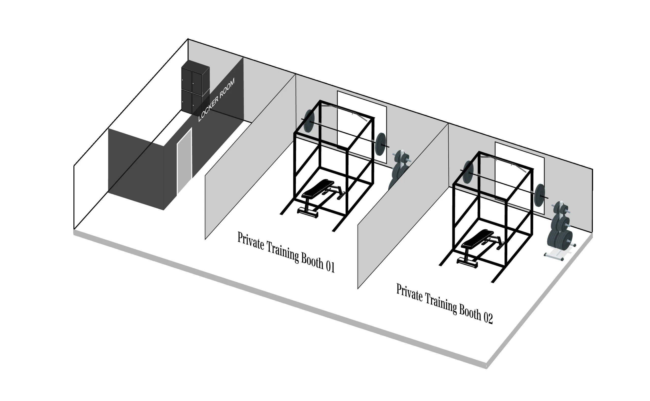 LYRIM表参道・外苑前店のトレーニングブースの内装イラスト