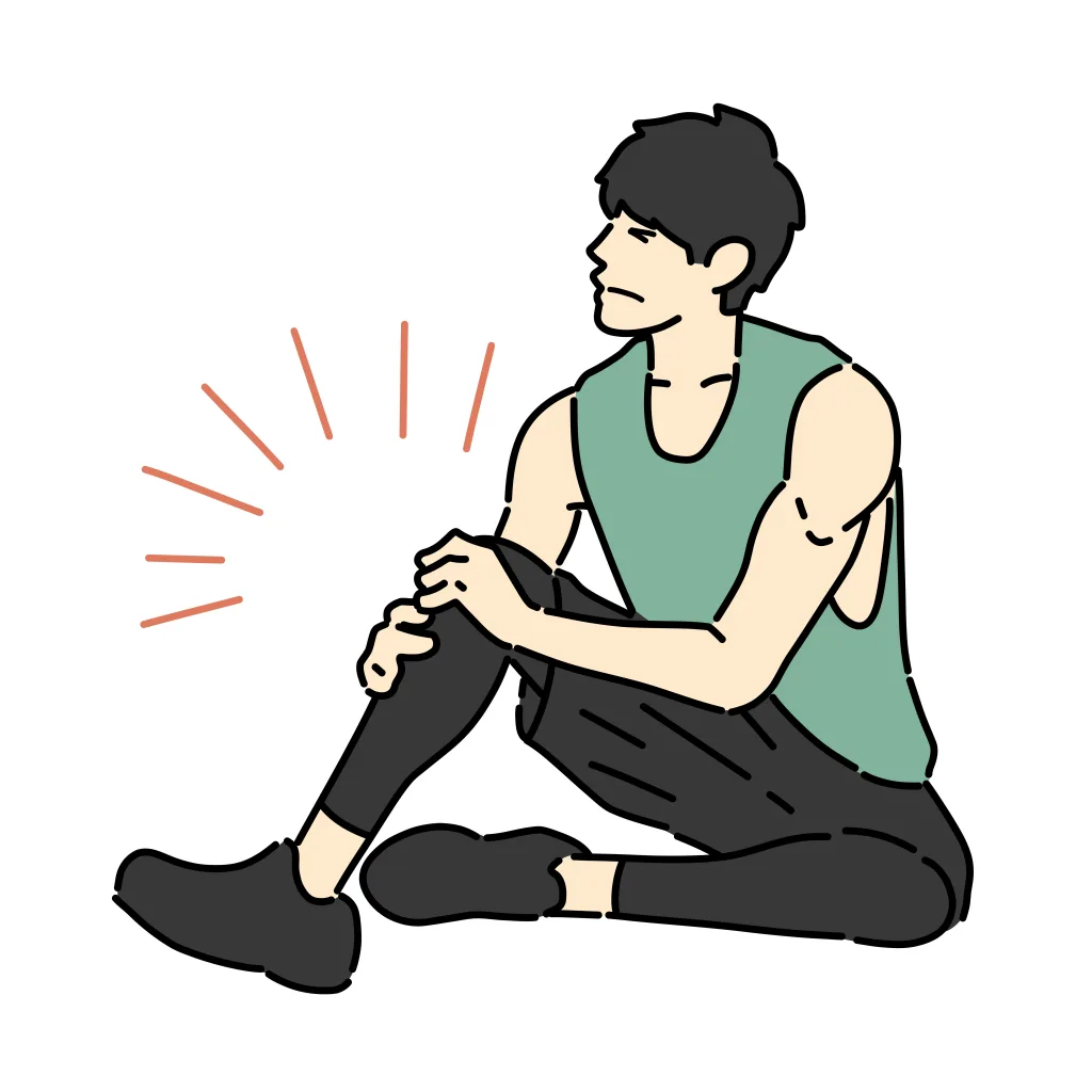 トレーニングで膝を痛めた男性