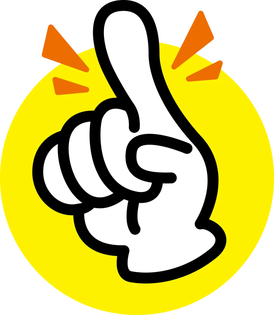 ポイント！と指さしてる画像