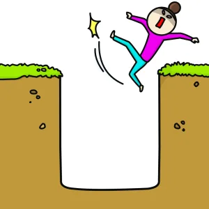 落とし穴にハマる女性