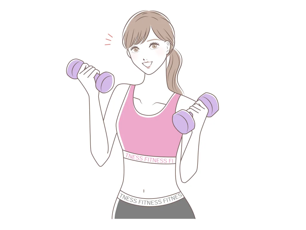 ダンベルを持つ女性