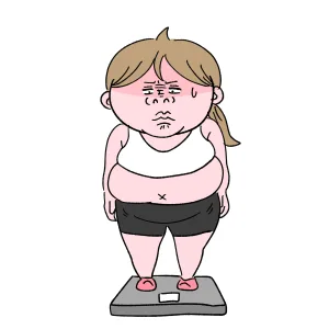 体重計に乗って絶望してる女性