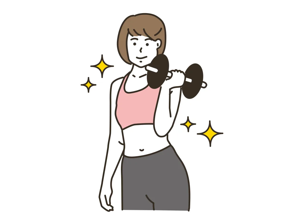 ダンベルもつ女性