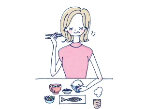 ヘルシーな食事をする女性