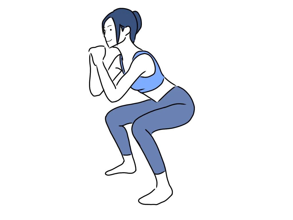 スクワットする女性のイラスト