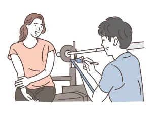 男の人が女の人にカウンセリングしてる